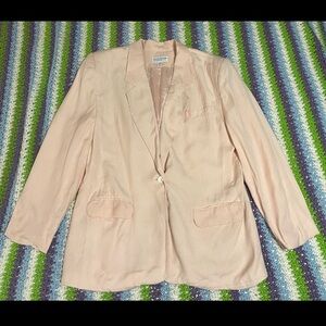 Vintage David Brooks Pink Blazer Suit Jacket Size 12P Women’s Shell Buttons EUC